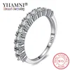 YHAMNI Real Sólido 925 Sterling Silver Ring Luxo Cubic Zirconia Anéis De Casamento para As Mulheres Anéis De Dedo de Cristal Branco Tamanho 5-10 JR144