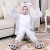 Adulto Onesie ratón dibujos animados Animal pijama Unisex hombres mujeres pijama gris fiesta mono suave cálido franela divertido ropa de dormir invierno