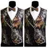 2019 Top Sale Camo Uomo Gilet con fiocco Camouflage Sposo Groomsman Gilet economico Raso Personalizzato Gilet da sposa formale Camouflage