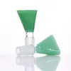 Narghilè accessori somking Ciotola di vetro triangolare verde blu anatra giada 14mm / 18mm per pipa ad acqua o gorgogliatore di bong