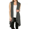 Outono feminino longo cardigan de malha sem mangas ponto aberto o pescoço outwear cor sólida solto camisola casacos ve043