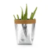 원예 Washable 크래프트 종이 가방 식물 꽃 냄비 야채 성장 가방 바구니 다기능 홈 스토리지 컨테이너 10x10x20cm 골드 실버