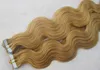 10 "-26" 80 stks tape in Remy Menselijk Hair Extensions 100G Body Wave Invisible Skin Inslag Pure PU Skin Inslag Menselijk Haarverlenging