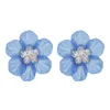 Bohemio 6 colores nuevo estilo coreano joyería de moda cristal flor Stud pendientes para mujer