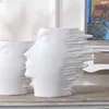 Vaso con viso astratto Arte moderna Uomo del vento Scultura in ceramica Testa umana Statua Moda Decorazione della casa Artigianato Nero Bianco