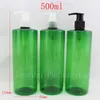 Aile tarzı 500 ml X 12 yeşil renk losyon pompası plastik şişeler konteynerler, boş PET kozmetik dağıtıcı ile şampuan şişesi