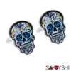 SAVOYSHI Brand Whole J7648507 Neuheit Bunte Totenkopf-Manschettenknöpfe für Herrenhemden Manschettenzubehör Hochwertige bemalte Manschettenknöpfe Emaille SAVOYSHI Brand Whole J7648507