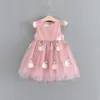 Barn klänningar 2018 sommar broderi swan design baby klänning prinsessa fest klänning baby flicka kläder söta tjejer klänningar toddler tjej kläder