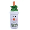 Sac de couverture de bouteille de vin en peluche rouge, bonhomme de neige mignon, décor de Table pour Banquet, dîner de noël, fournitures festives du nouvel an du père noël