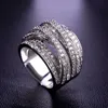 Luxury Cubic Zirconia Finger Rings Accessories Multilayer Silver Color Women