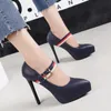 13cm boucle chic plate-forme pompes bureau dame travail chaussures femmes designer talons hauts rouge bleu noir beige taille 34 à 39