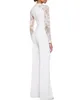 New White Elie Saab Mãe Da Noiva Pant Ternos Macacão Com Mangas Compridas Rendas Embelezado Mulheres Desgaste da Noite Formal Custom Made prom