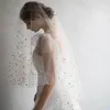Twigs Högkvalitativa brudslöjor med skuren kantfingertopplängd Stjärnor Två lager Tulle Elegant HotSelling Bröllop Bröllopslöjor # V026