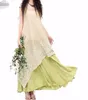 Women 2018 Summer Party Embroidery Long Maxi Dress Casual O Neck Short Sleeve Loose Cotton Linen Irregular Kaftan Vestido