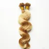 Estensioni dei capelli con punta a U 1g per bonded 200g Prodotti Fili dell'onda del corpo Remy Human Hair Pre-bonded Estensioni con punta a U