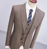 Ull Tweed Sillbone Bröllop Tuxedos Groom Wear kostym Groomsmen Passar 2019 Modest Mäns Business Suit Jacket + Pants + Vest Mäns kostymer 11