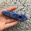 Ponto Azul Natural Sodalita De Quartzo Tubulação De Fumaça De Pedra De Cristal Obelisco Varinha Ponto Charutos Pipes Com 2 Filtros De Metal