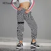 Heyoungirl checkered xadrez harem calças mulheres cantos de cintura alta cintura elástica plástica plástico streetwear pantalones