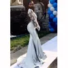 Gorgeous V-Neck Backless Prom Dresses Sexy Black Girl Satin Sweep Train Mermaid Long Prom Dress Glamorous South African 2018 Party Gowns