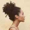 Clip in Short High Afro Kinky Curly Human Hair Pony Tail For Black Women 120g Drawstry Pony Vail Hair Extension för Black Women 4Color