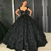 Black Sequined Sweetheart Neckline Prom Dresses Sexy Sleeveless Ball Gown Robes De Soiree Glamorous Fluffy Celebrity Prom Dress