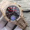 5スタイルウォッチk8 42mm 26322or.zz.1222or.02 vk quartz date black dial 18k rose gold diamond inlay chronograph mens watch wristwatches