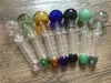 Handcraft Pyrex Glass Oil Burner Pipe Mini Smoking Hand Pipes Thick Glass Pipe Oil burner Colorful Pipe 12cm long 40mm OD ball