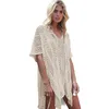 Femmes Blanc D'été Sexy Dentelle Creux Tricot Bikini Maillots De Bain Couvrir Crochet Plage Mini Robe Tops Blouse Maillot De Bain Voir À Travers La Robe De Plage