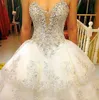 Beach Luxury Wedding Dresses Rhinestone Crystal Beading Sweetheart Tiered Long Train Ball Gowns Bridal Wedding Guest Dresses Gowns DH4171