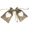 W kształcie serca torba modna biała lniana sznurka na prezenty ślubne torby biżuterii torebki cukierki torby 10*15 cm