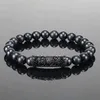 2pcs set Fashion men's Bracelet 8MM Natural stone charm Lion Titanium steel anchor tube Holiday gift jewelry Valentine's198t