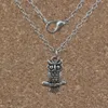 12pcs / lot Antique silver Cute owl Charm Pendant Necklaces 18inches Chains Jewelry DIY A-243d
