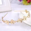 Bruids hoofd bloem hoepel, handgemaakte gouden bloem bruiloft hoofddeksels, Koreaanse bruiloft sieraden.