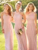 Blush Pink Long Country Style Brudtärklänningar Ruched One Shoulder Sweetheart Backless Maid of the Honor Dresses HY248