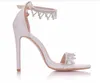 Sapatos de casamento branco mulheres designer sandálias de cristal para praia país casamentos ao ar livre estilo verão 11 cm salto alto aberto toe297w