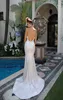 2019 Sommar Berta Mermaid Bröllopsklänningar Sweetheart Sweep Train Beaded Luxury Beach Bridal Gowns 3D Floral Appliques Backless Wedding Dress