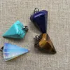 Lapis lazuli tiger eye Opalite Malachite Turquoise Pendant Bullet Crystal Quartz Point Prism Healing Pendulum Necklace Charms Craft