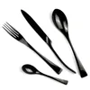 4PCs Black Rose Dinnerware Set Toppkvalitet Rostfritt Stål Middag Kniv och Gaffel och Tesked Bestick Set