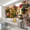 Wallpapers European Street Scenery Custom Mural Wallpaper Flower Full Wall Murals Printed Home Decor Photo Wallpaper 3D Visual Effect