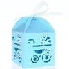 50 stks Carriage Pattern Paper Candy Sweets Gift Boxes Baby Shower Gunsten (Sky Blue)