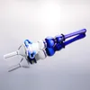 kits glass pipe tip blue green 14mm joint 6" bubbler smoking pipe smoking bong with plastic clips