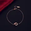 Koreanskt mode Simple Temperament Ladies Armband Shiny Double Ring Zircon Lobster Clasp Armband Delicate Casual Ladies Rose Gold197T