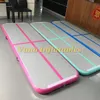 Гимнастика Air Track Airtrack Mat Сушильные Маты тренажерном зале треков 5x1.5x0.2m Gray Top + Bottom и розовый Стороны с насосом Бесплатная доставка