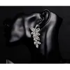 Elegant Bridal Crystal Leaves Dangle Earring Wedding Rhinestone Tassel Long Earring Jewelry Accessories for Gift Party