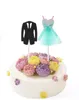 Wedding Cake Topper Groom Tuxedo Bridal Dress Toppers decor personalised birthday Cake decoration Party props tiffany blue black