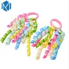 Mism2pcs/set kids krul lint scrunchy haar accessoires kleurrijke kinderen elastische haarbanden meisjes bowknot haarclip willekeurige kleur