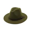 أستراليا صوف فيلت شقة واسعة بريم البريطانية الجاز قبعة للجنسين الرجال النساء بنما تريلبي فيدورا القبعات مع الفرقة جلدية