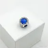 925 Corazón de plata esterlina Azul Cristalino CZ Encantos Granos europeos con caja original Ajuste Pandora Cadena Serpiente Pulsera Encantos Joyería DIY