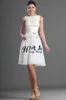 2018 Knee Length Bridemaid Dress Modest White Chiffon Lace Bridesmaid Dress Short