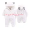 Baby's baby dikke winter fleece rompertjes lente meisjes een stuk jumpsuits wollen voering panda ontwerpen roze kleding wua872401